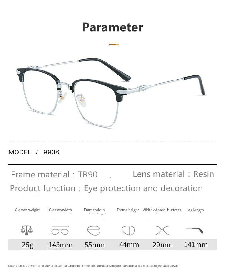 Kocolior Unisex Full Rim Square Acetate Titanium Alloy Eyeglasses 7509 Full Rim Kocolior   
