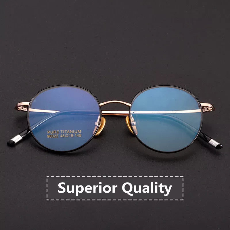 Kocolior Unisex Full Rim Small Round Titanium Eyeglasses 98022 Full Rim Kocolior