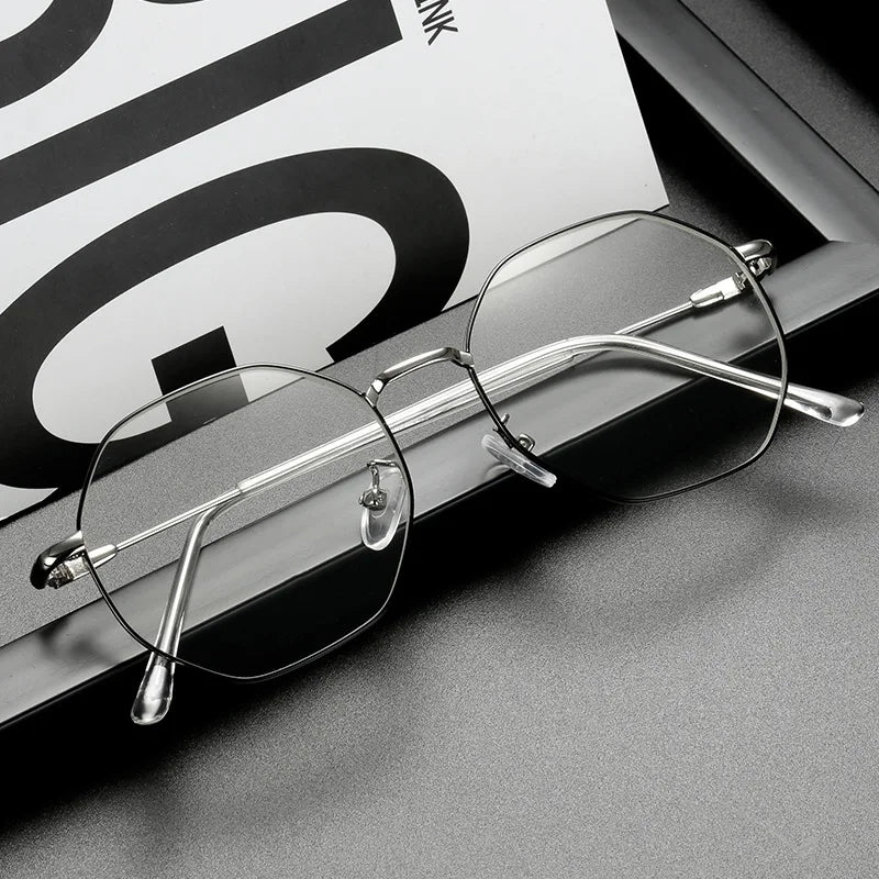 Kocolior Unisex Full Rim Polygon Titanium Alloy Eyeglasses 9039 Full Rim Kocolior BLACK SILVER China
