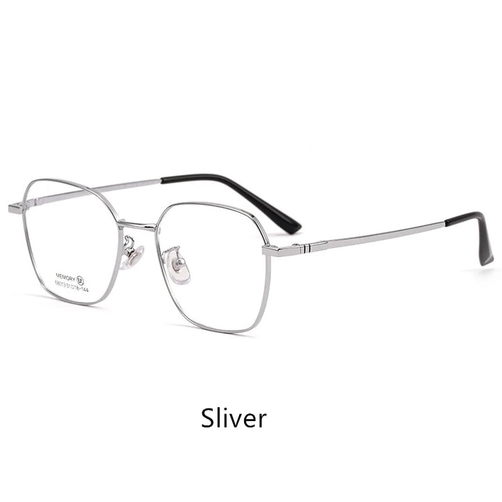 Kocolior Unisex Full Rim Polygon Round Titanium Eyeglasses 58007 Full Rim Kocolior Sliver  