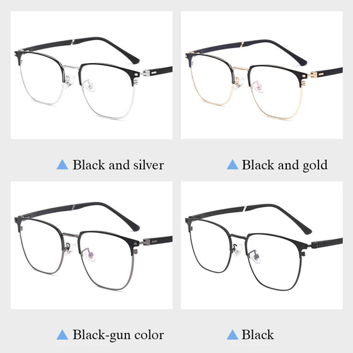 Hotochki Mens Semi Rim Square Alloy Eyeglasses 6120d Full Rim Hotochki