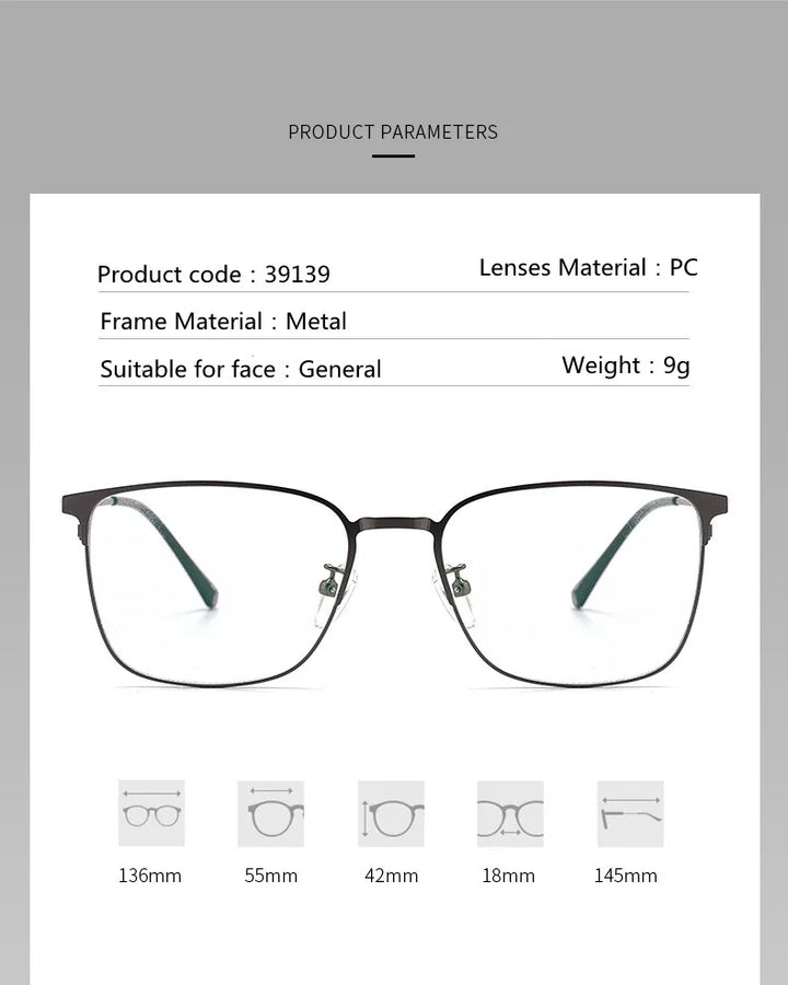 Kocolior Unisex Full Rim Rectangle Alloy Eyeglasses 39139 Full Rim Kocolior