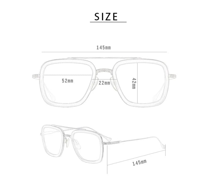 Hewei Unisex Full Rim Square Double Bridge Titanium Sunglasses S008 Sunglasses Hewei