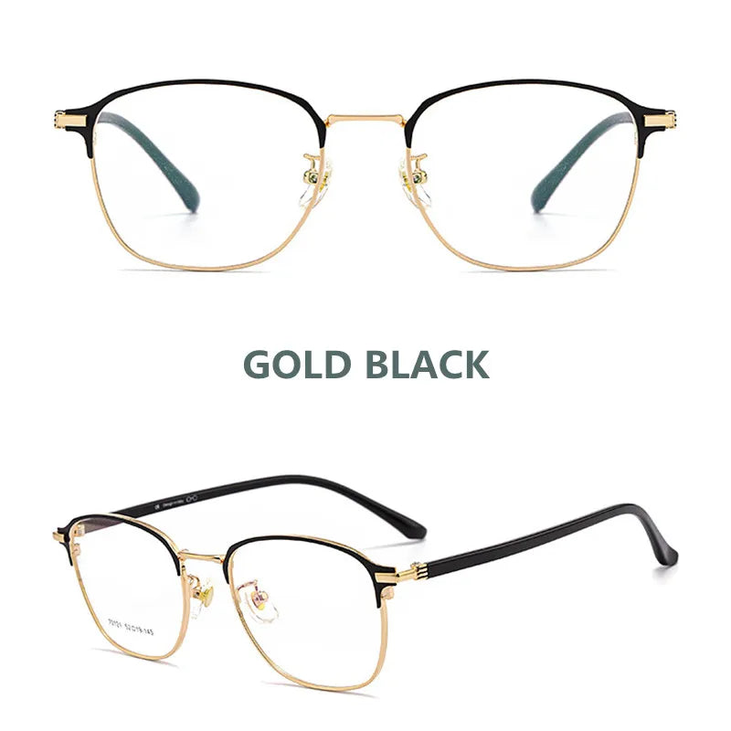 Kocolior Unisex Full Rim Square Alloy Hyperopic Reading Glasses 70121 Reading Glasses Kocolior Gold +25 