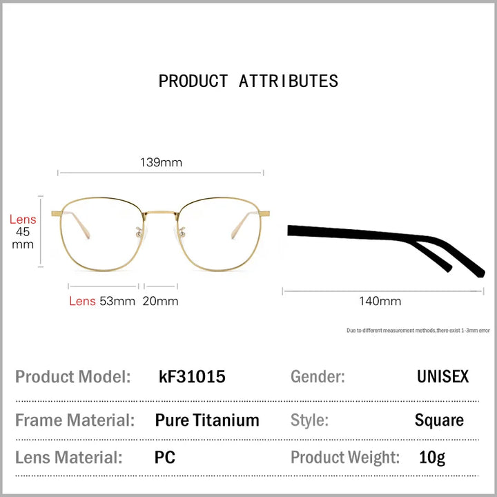 Muzz Unisex Full Rim Oval Square Titanium Eyeglasses 31015