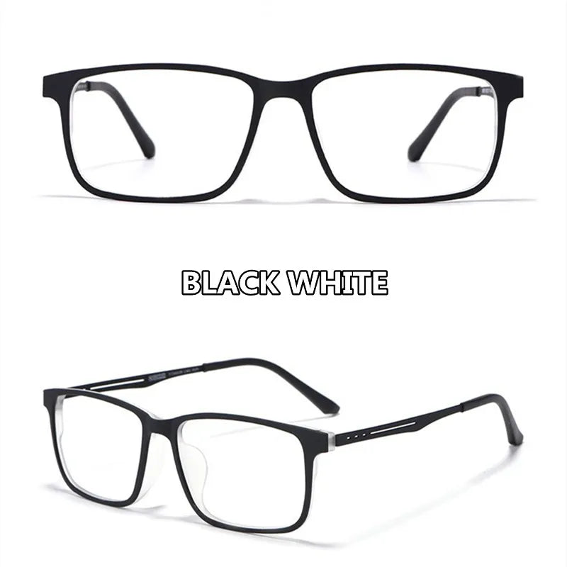 Kocolior Unisex Full Rim Square Tr 90 Titanium Hyperopic Reading Glasses F3003 Reading Glasses Kocolior Black White +100