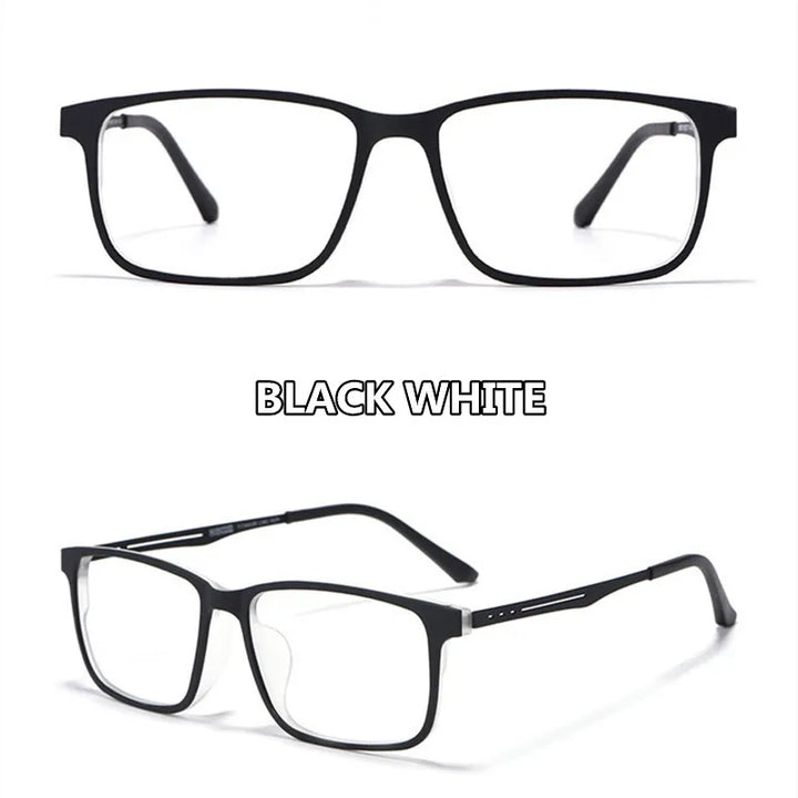 Kocolior Unisex Full Rim Square Tr 90 Titanium Hyperopic Reading Glasses F3003 Reading Glasses Kocolior Black White +100