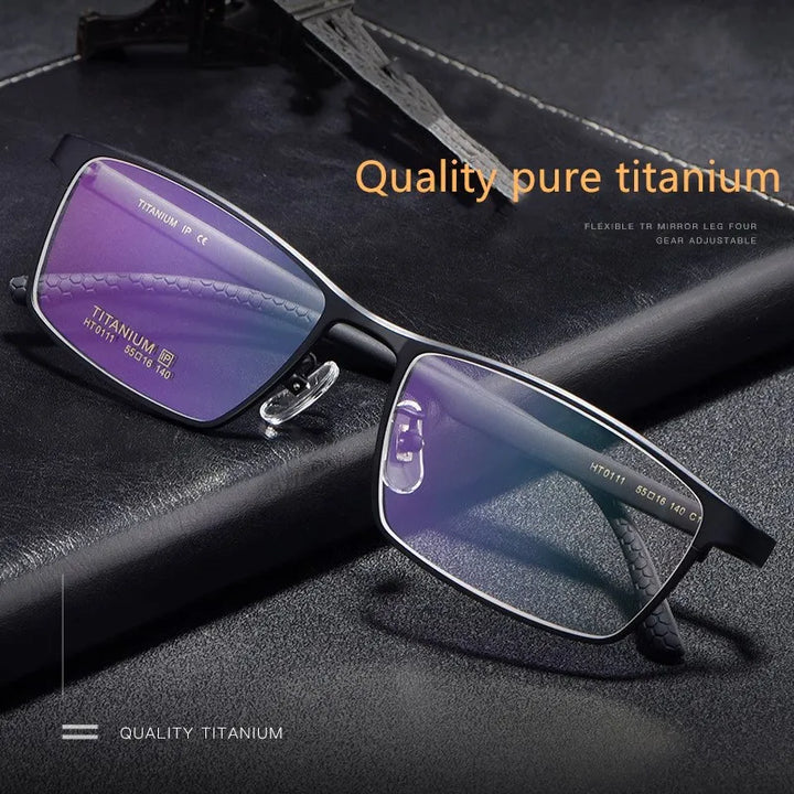 Kocolior Men's Full Rim Square Titanium Eyeglasses T0111 Full Rim Kocolior