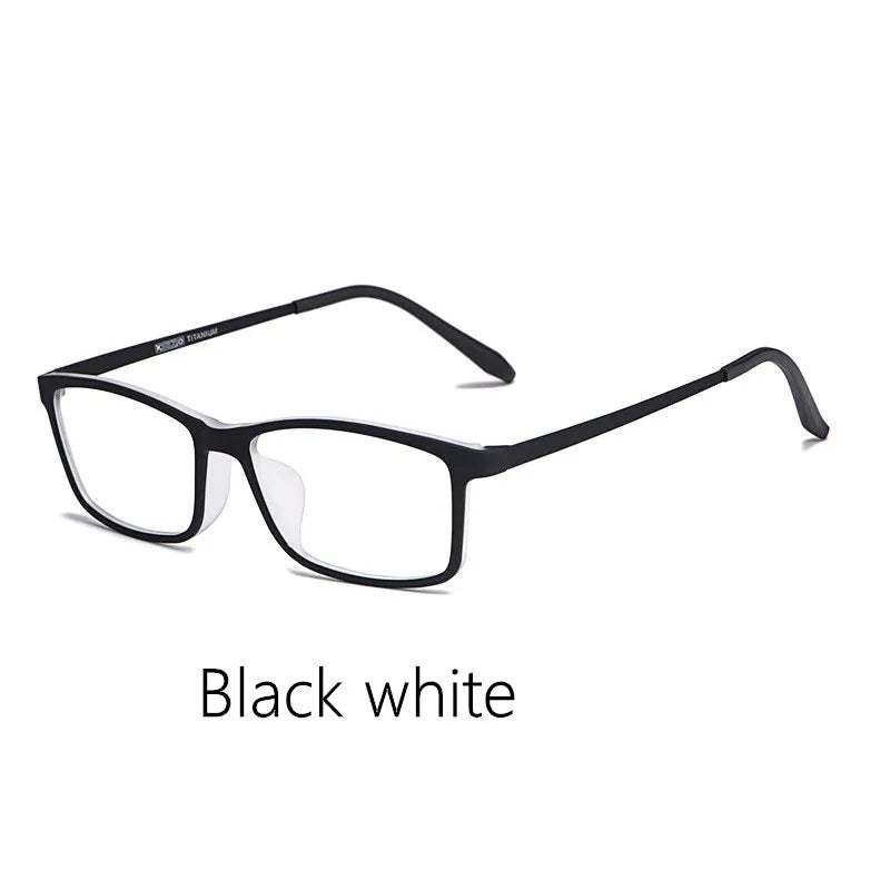 Kocolior Unisex Full Rim Square Tr 90 Titanium Eyeglasses 3048 Full Rim Kocolior Black white