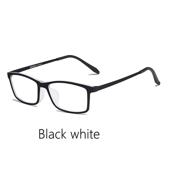 Kocolior Unisex Full Rim Square Tr 90 Titanium Eyeglasses 3048 Full Rim Kocolior Black white