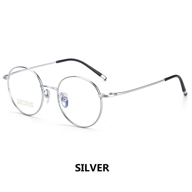 Kocolior Unisex Full Rim Small Round Titanium Eyeglasses 98022 Full Rim Kocolior Silver China