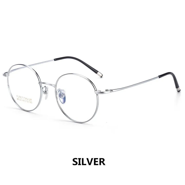 Kocolior Unisex Full Rim Small Round Titanium Eyeglasses 98022 Full Rim Kocolior Silver China