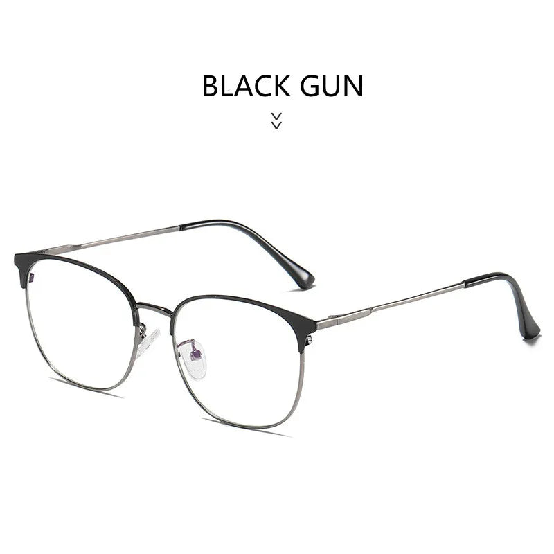 Kocolior Unisex Full Rim Square Acetate Alloy Brow Line Eyeglasses 9123 Full Rim Kocolior Black Gun China
