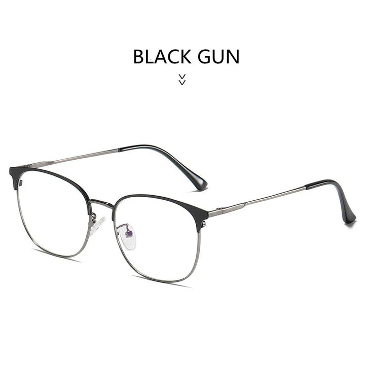 Kocolior Unisex Full Rim Square Acetate Alloy Brow Line Eyeglasses 9123 Full Rim Kocolior Black Gun China