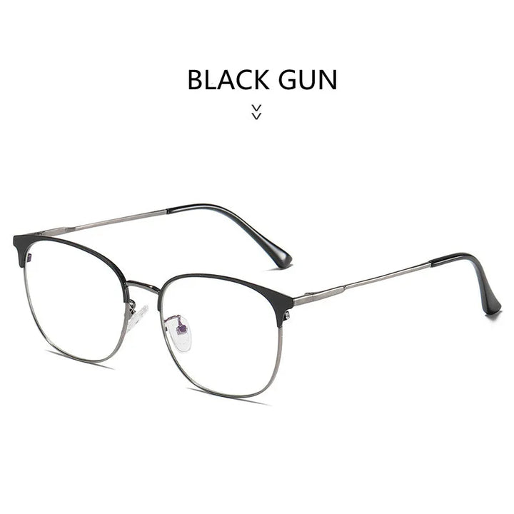 Kocolior Unisex Full Rim Square Acetate Alloy Brow Line Eyeglasses 9123 Full Rim Kocolior Black Gun China 