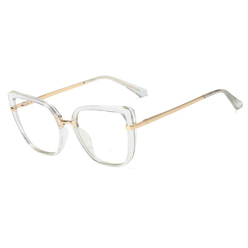 CCspace Women's Full Rim Square Tr 90 Titanium Hyperopic Reading Glasses R48262 Reading Glasses CCspace C2Clear 0