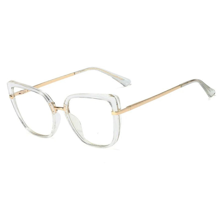 CCspace Women's Full Rim Square Tr 90 Titanium Hyperopic Reading Glasses R48262 Reading Glasses CCspace C2Clear 0