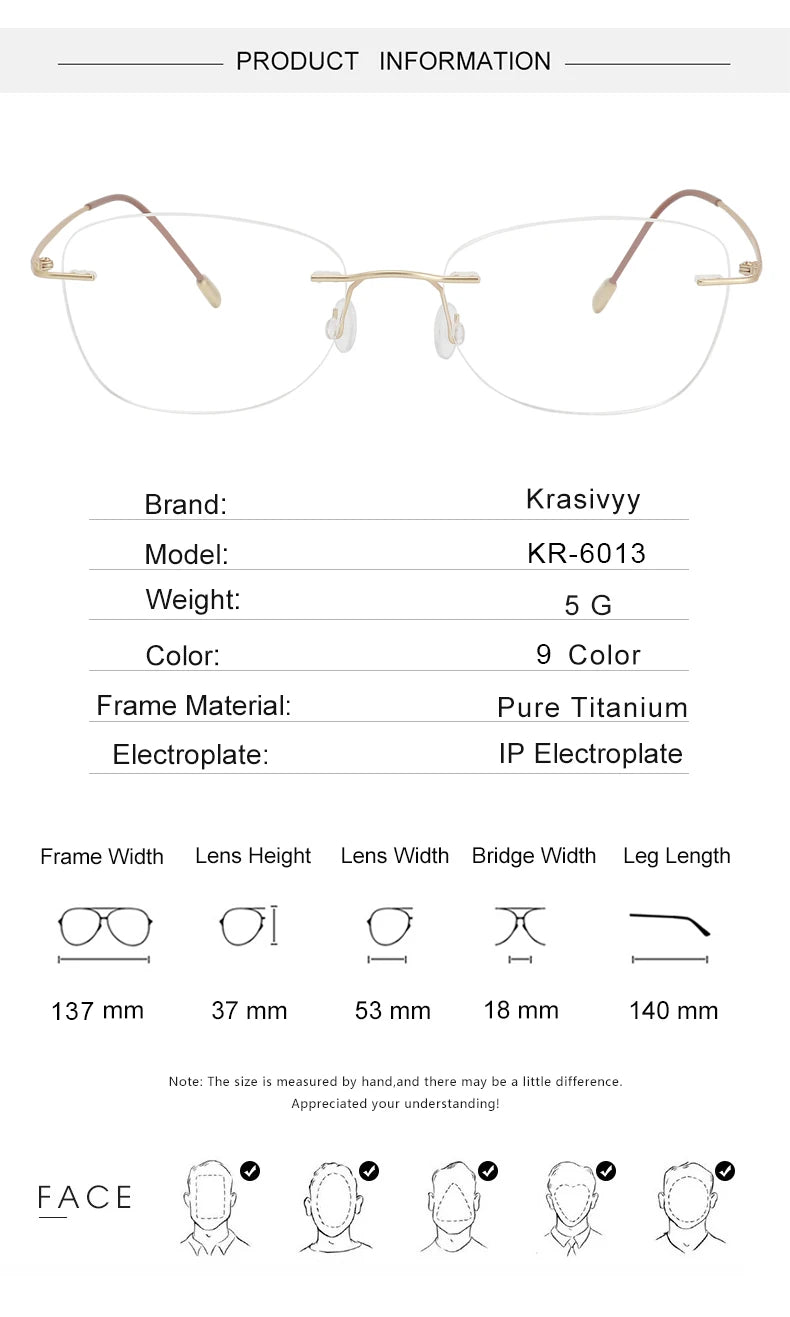 Krasivyy Women's Rimless Polygon Square Titanium Eyeglasses 36013