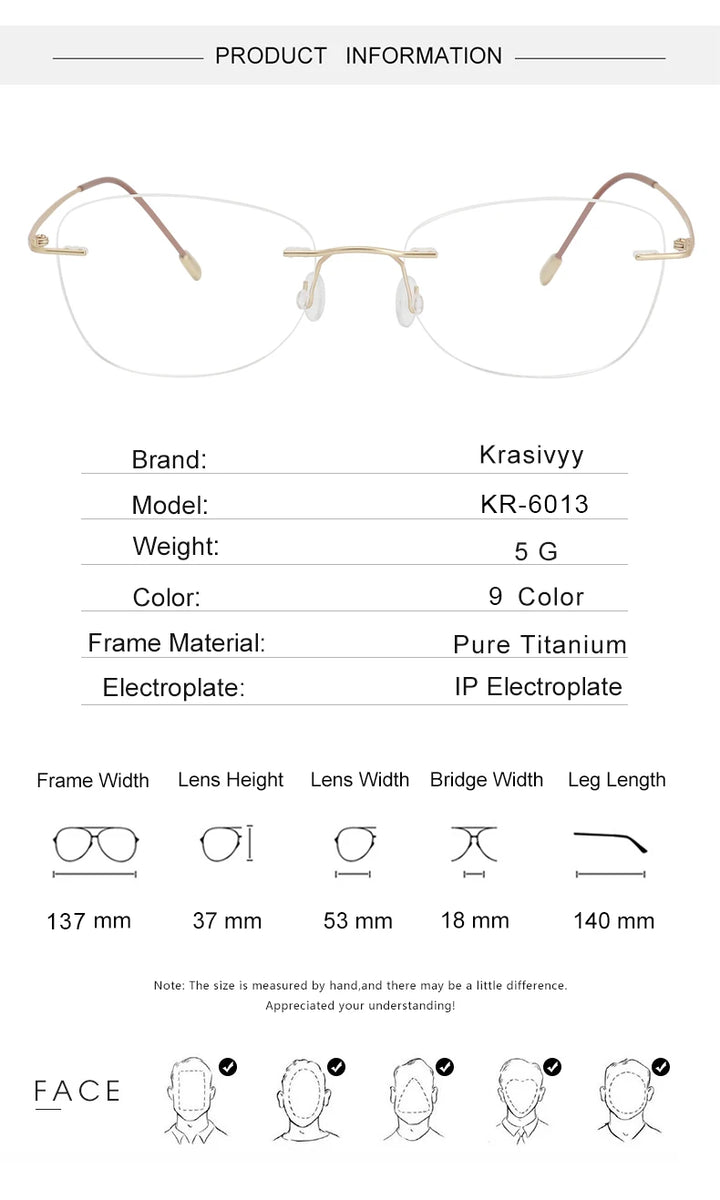 Krasivyy Women's Rimless Polygon Square Titanium Eyeglasses 36013
