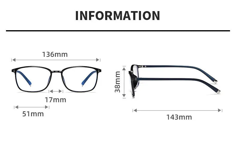 Handoer Women's Full Rim Square Tr 90 Titanium Eyeglasses 41041