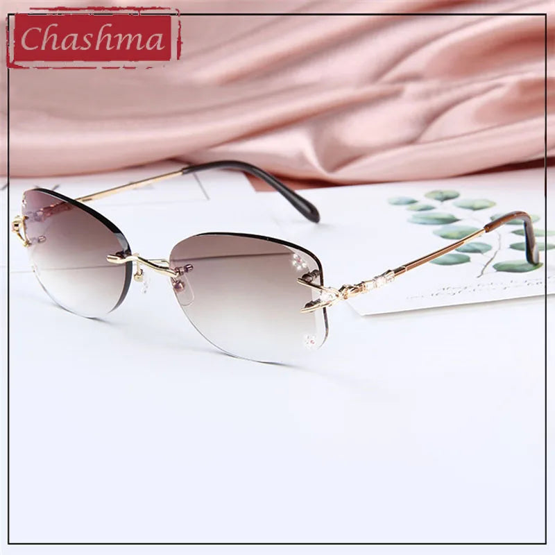 Chashma Women's Rimless Oval Square Titanium Eyeglasses 100697