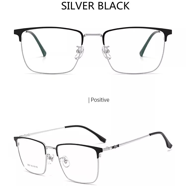 Kocolior Unisex Full Rim Square Alloy Eyeglasses 38007 Full Rim Kocolior Silver Black China 