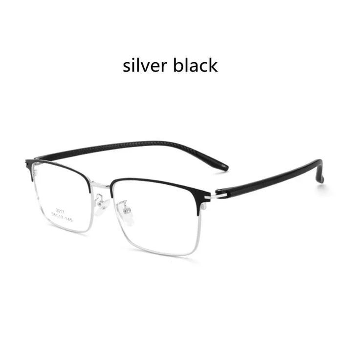 Kocolior Men's Full Rim Square Acetate Alloy Hyperopic Reading Glasses 2017 Reading Glasses Kocolior Silver Black 0 