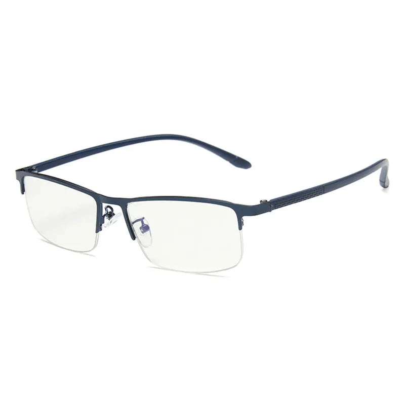 Hotochki Unisex Semi Rim Rectangle Alloy Eyeglasses 1824 Semi Rim Hotochki Blue  