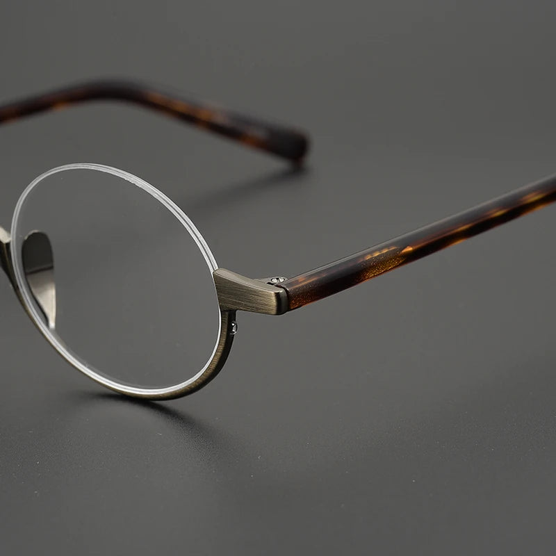 Aimee Unisex Semi Rim Round Titanium Eyeglasses 111380 Semi Rim Aimee
