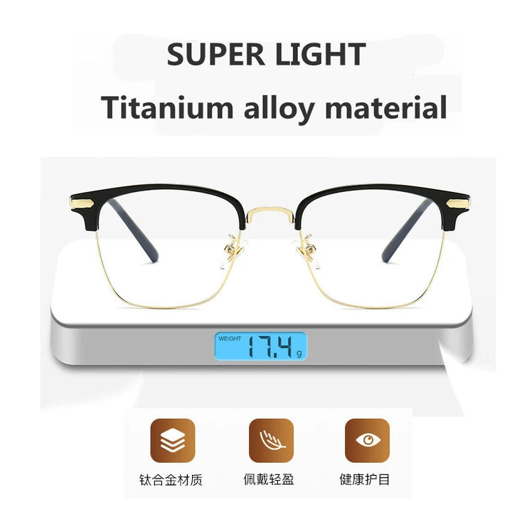 Kocolior Unisex Full Rim Square Acetate Titanium Alloy Eyeglasses 7509 Full Rim Kocolior