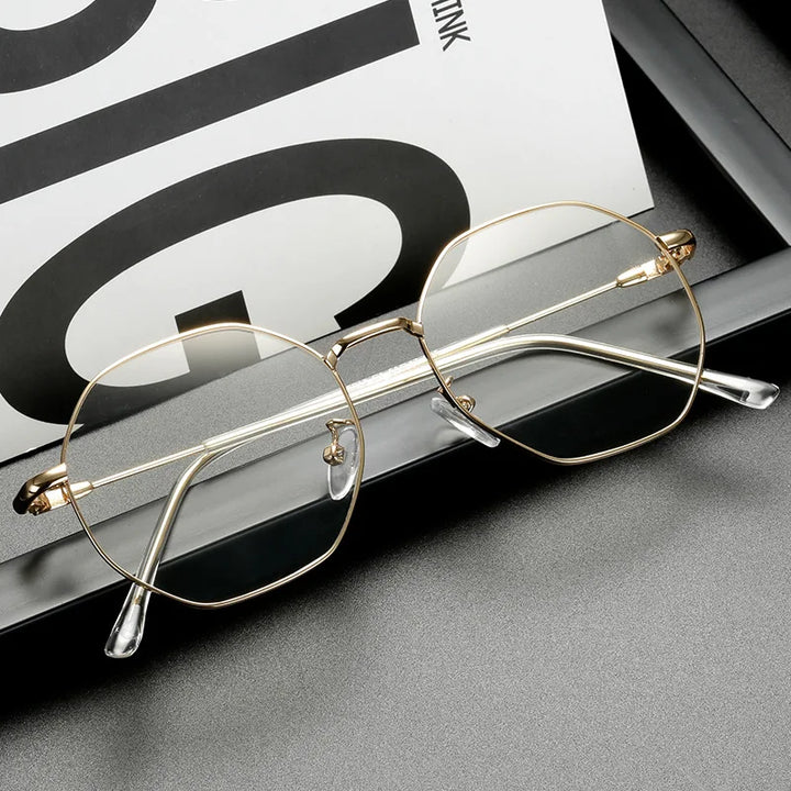 Kocolior Unisex Full Rim Polygon Titanium Alloy Eyeglasses 9039 Full Rim Kocolior GOLD China