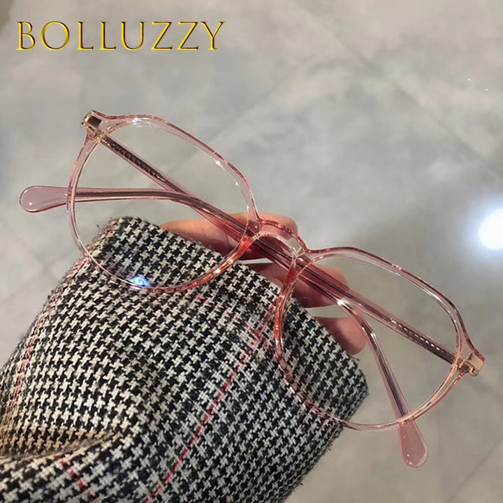 Bolluzzy Unisex Full Rim Flat Top Round Tr 90 Acetate Alloy Eyeglasses 524317 Full Rim Bolluzzy   