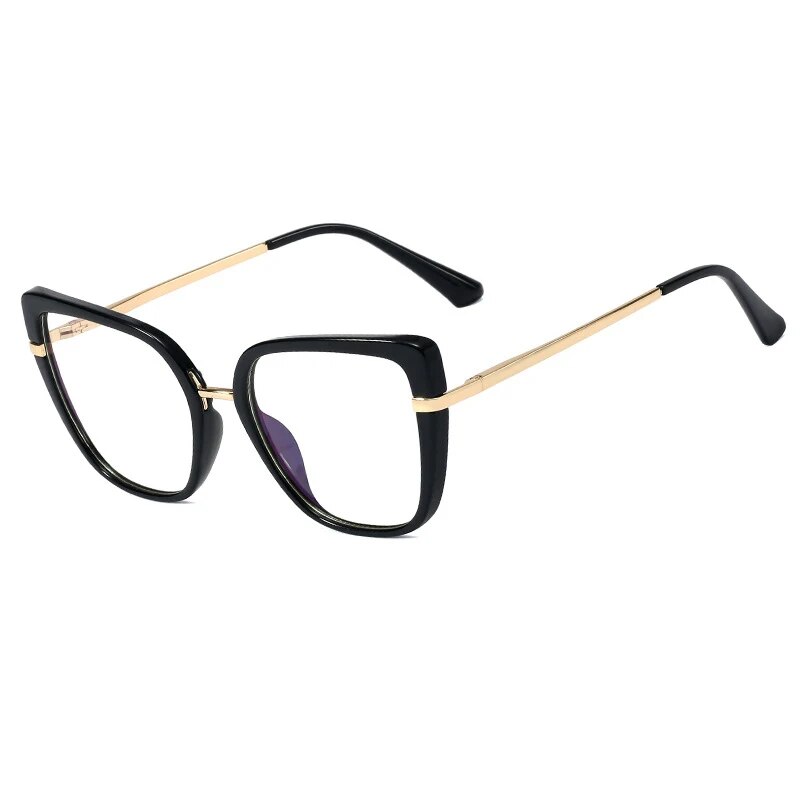 CCspace Women's Full Rim Square Tr 90 Titanium Hyperopic Reading Glasses R48262 Reading Glasses CCspace C1Black 0