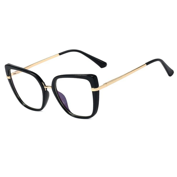 CCspace Women's Full Rim Square Tr 90 Titanium Hyperopic Reading Glasses R48262 Reading Glasses CCspace C1Black 0