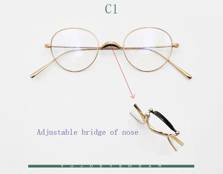 Yujo Women's Full Rim Oval Titanium Adjustable Bridge Eyeglasses 13045 Full Rim Yujo C1 CHINA