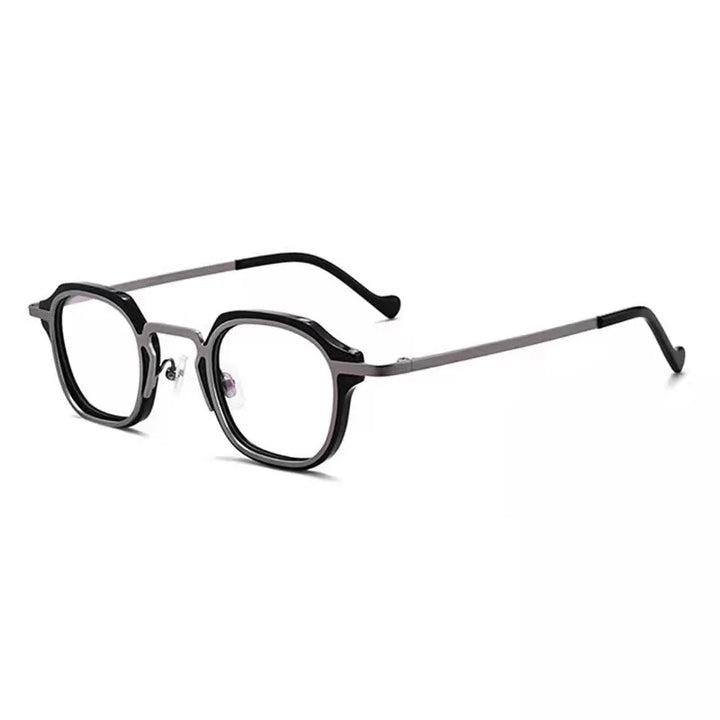 Aimee Unisex Full Rim Flat Top Square Acetate Titanium Eyeglasses 84502 Full Rim FuzWeb