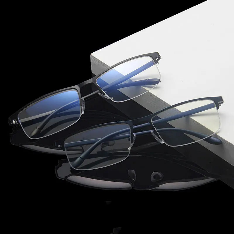 Hotochki Unisex Semi Rim Rectangle Alloy Eyeglasses 1824 Semi Rim Hotochki