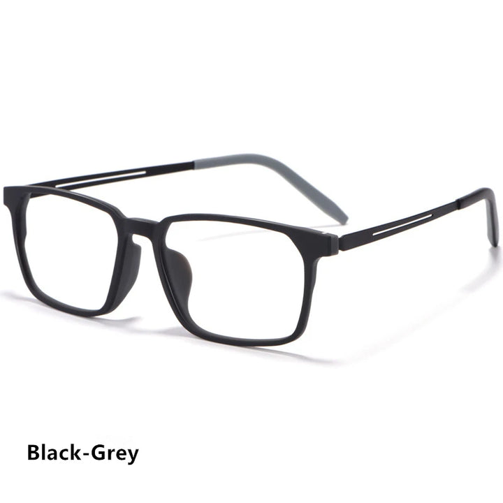 Kocolior Men's Full Rim Large Square Tr 90 Titanium Eyeglasses 3878 Full Rim Kocolior Black Grey