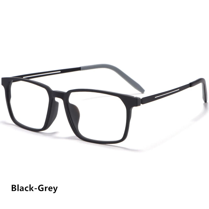 Kocolior Men's Full Rim Large Square Tr 90 Titanium Eyeglasses 3878 Full Rim Kocolior Black Grey  
