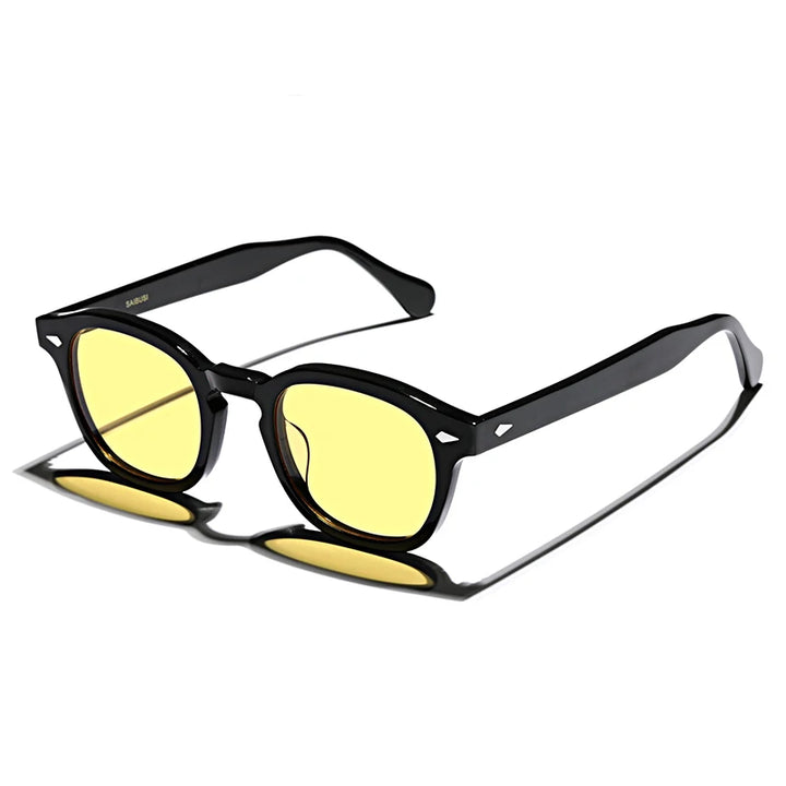 Hewei Unisex Full Rim Square Acetate Sunglasses 0002 Sunglasses Hewei yellow Other 