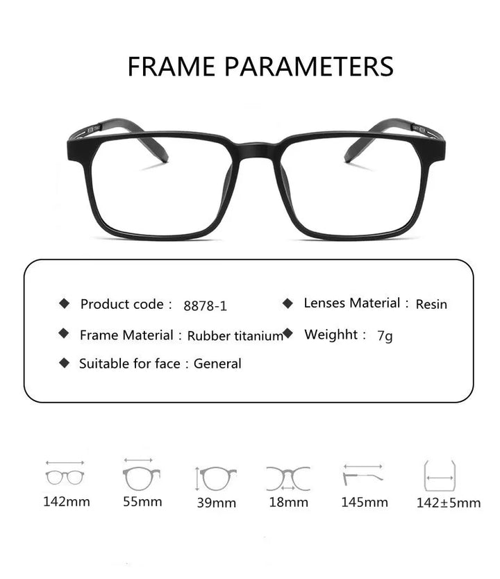 Kocolior Unisex Full Rim Square Tr 90 Titanium Hyperopic Reading Glasses 88781 Reading Glasses Kocolior