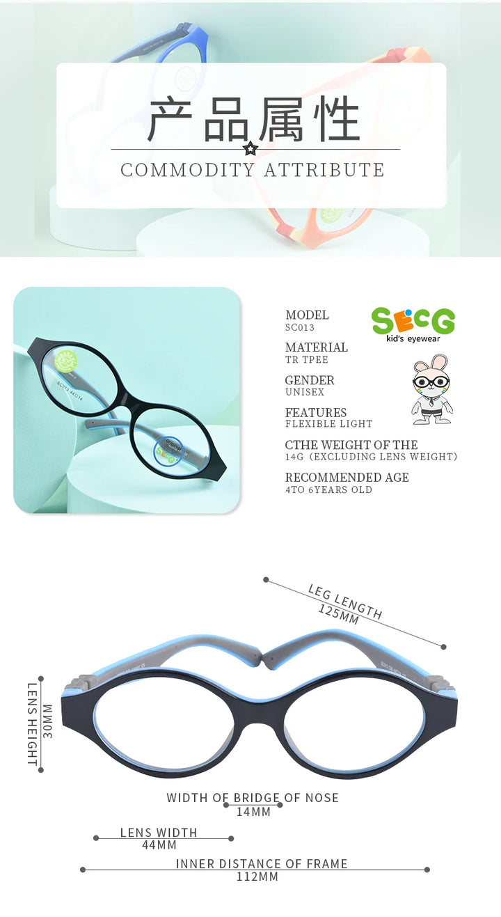 Secg Unisex Children's Full Rim Round Tr 90 Silicone Eyeglasses 19013 Full Rim Secg