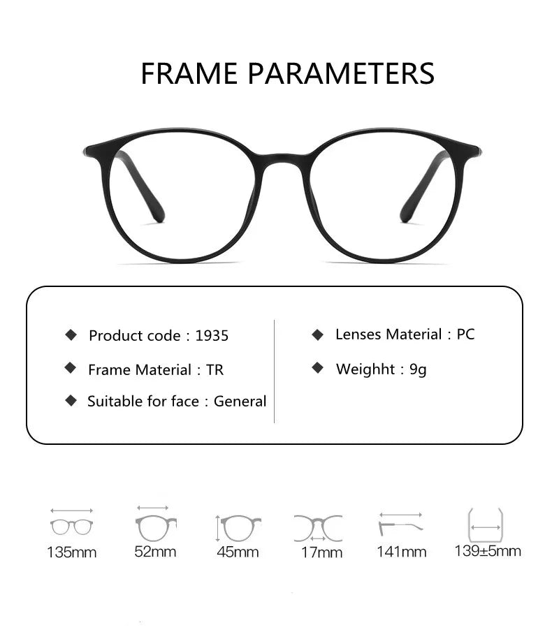 Kocolior Unisex Full Rim Irregular Round Tr 90 Titanium Eyeglasses 1935 Full Rim Kocolior