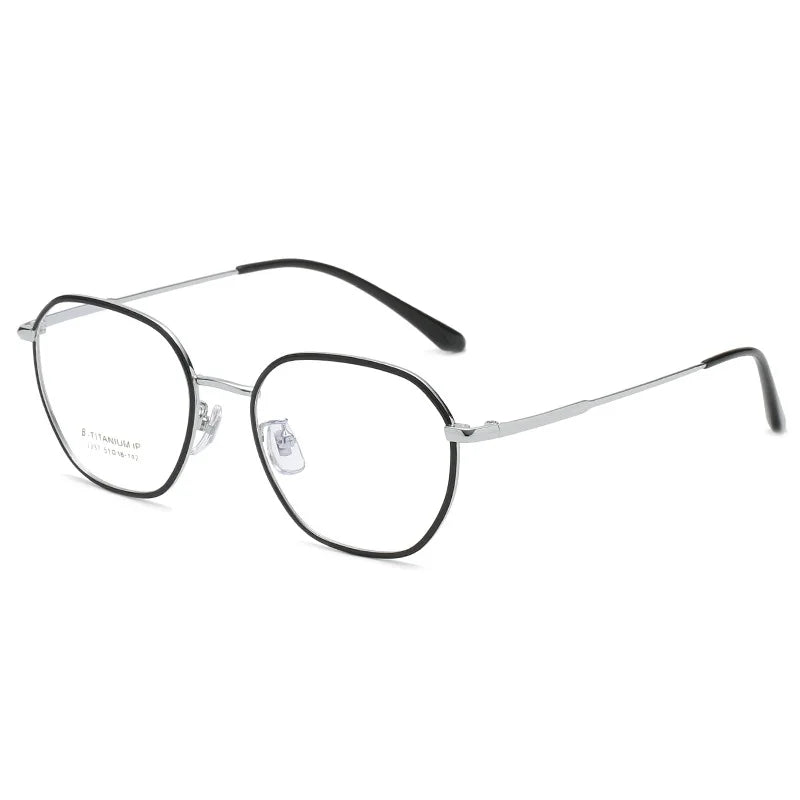 Kocolior Unisex Full Rim Polygon Titanium Alloy Eyeglasses 2237 Full Rim Kocolior Silver Black China