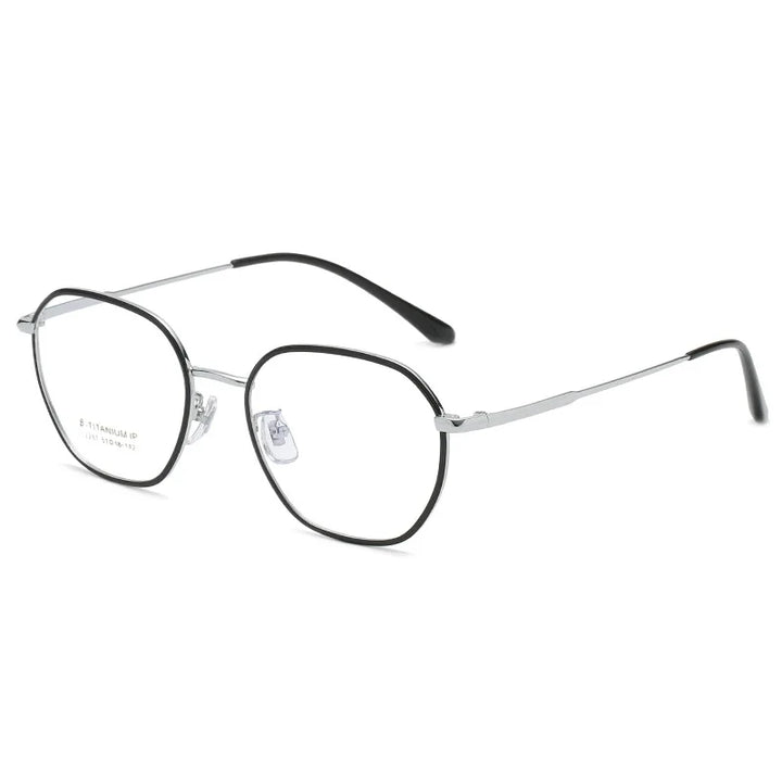 Kocolior Unisex Full Rim Polygon Titanium Alloy Eyeglasses 2237 Full Rim Kocolior Silver Black China