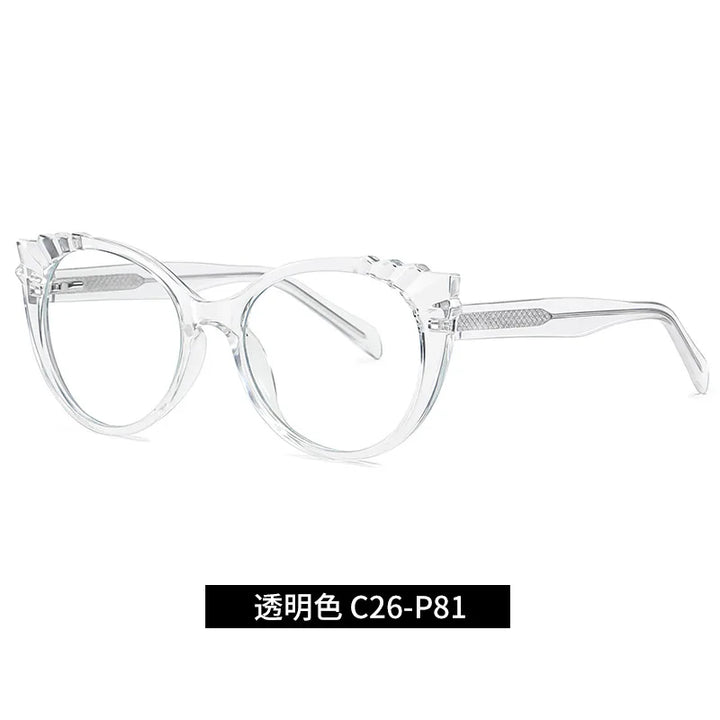 Reven Jate Unisex Full Rim Oval Cat Eye Tr 90 Alloy Eyeglasses 3510 4