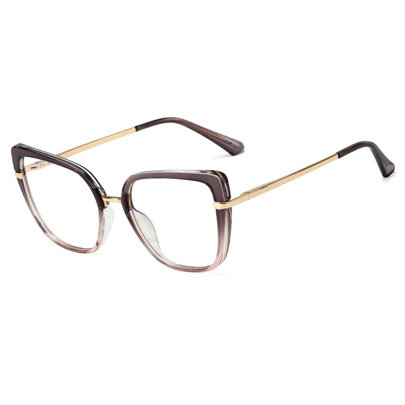CCspace Women's Full Rim Square Tr 90 Titanium Hyperopic Reading Glasses R48262 Reading Glasses CCspace C5Gray-Pink 0