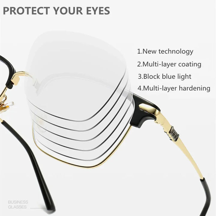 Kocolior Unisex Full Rim Square Acetate Titanium Alloy Eyeglasses 7509 Full Rim Kocolior