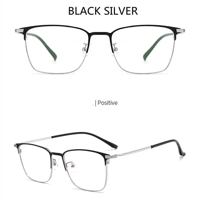 Kocolior Unisex Full Rim Square Alloy Eyeglasses 39147 Full Rim Kocolior Black Silver China