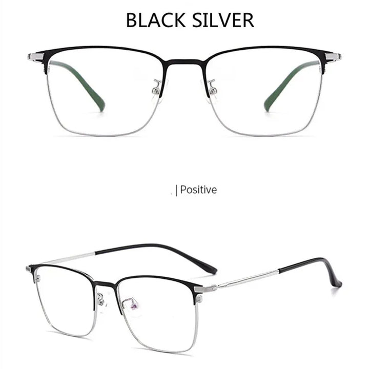 Kocolior Unisex Full Rim Square Alloy Eyeglasses 39147 Full Rim Kocolior Black Silver China